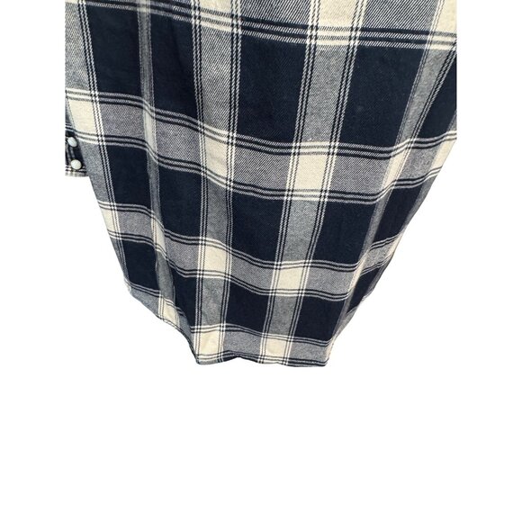 2/$30 ZARA S Plaid Navy Blue Longline Shirt Jacket Floral Beading & Snaps - Picture 14 of 16